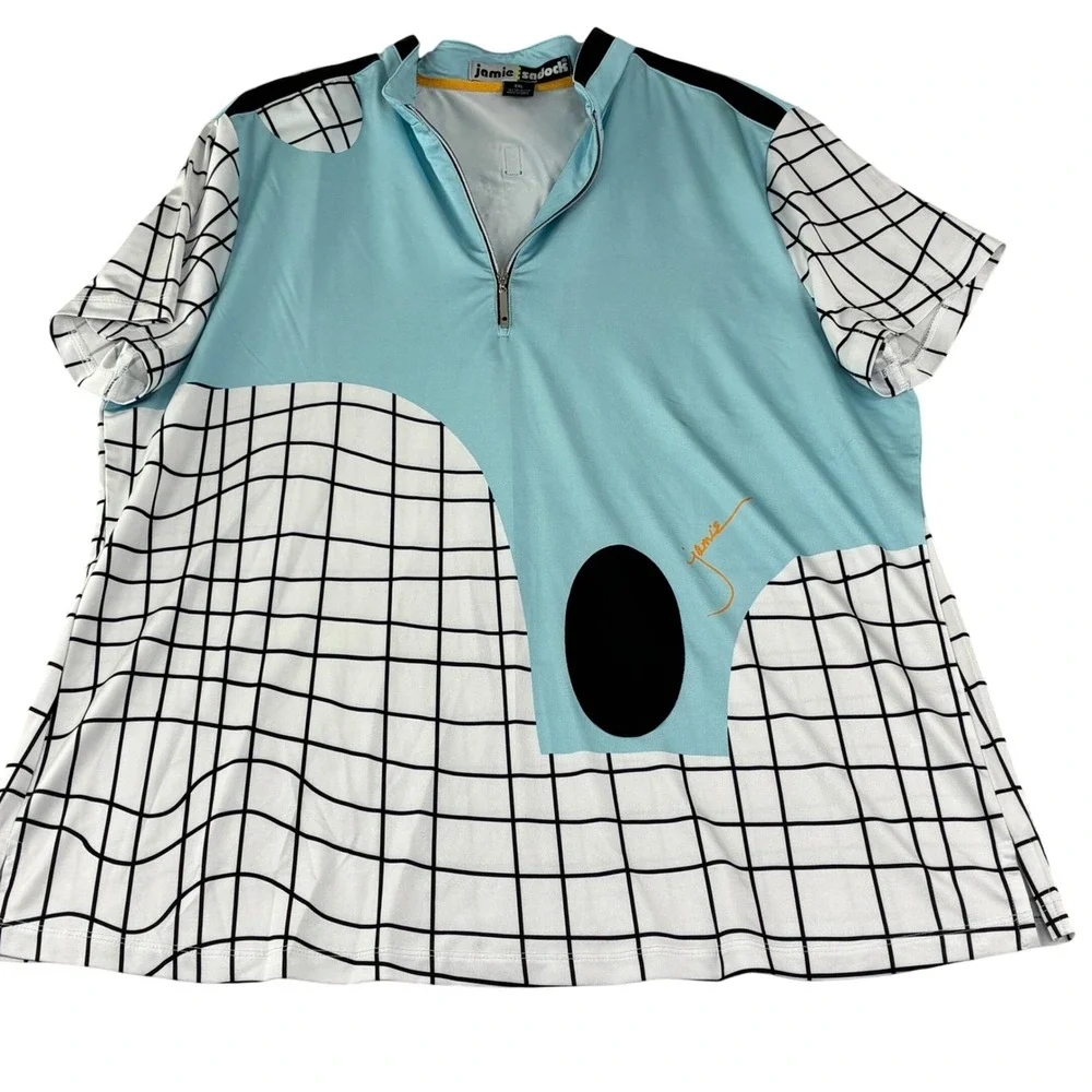 Jamie Sadock Top Womens‎ XXL Blue Grid Active Outdoor Tennis Golfcore Statement